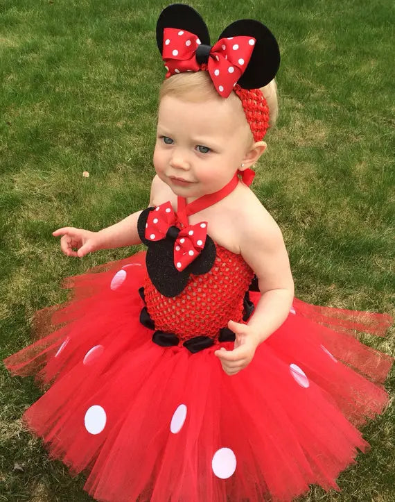 Baby Girl Mickey Mouse with dots and Hairbow Birthday Party Dresses