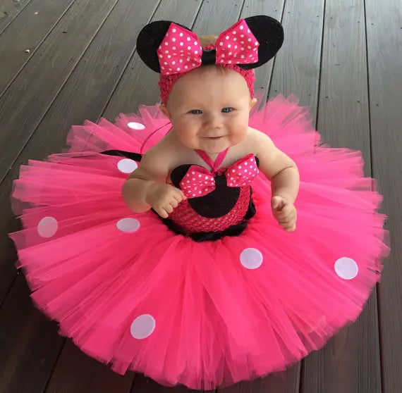 Baby Girl Mickey Mouse with dots and Hairbow Birthday Party Dresses