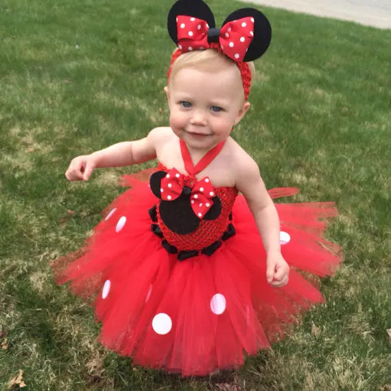 Baby Girl Mickey Mouse with dots and Hairbow Birthday Party Dresses