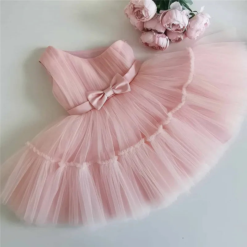 Birthday party Dress One shoulder Bow Princess Dress For Baby Girl