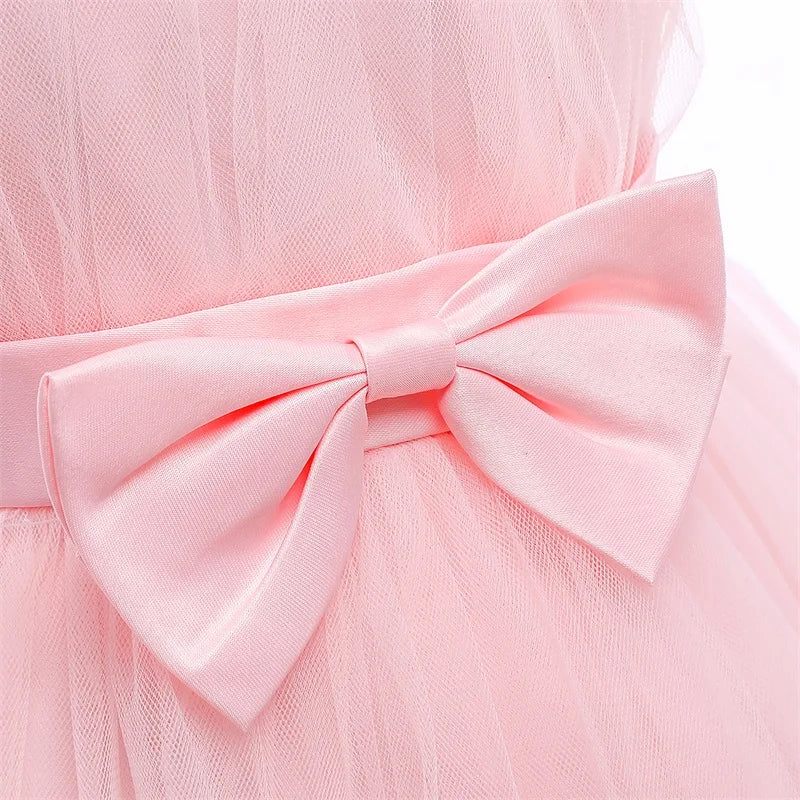 Birthday party Dress One shoulder Bow Princess Dress For Baby Girl